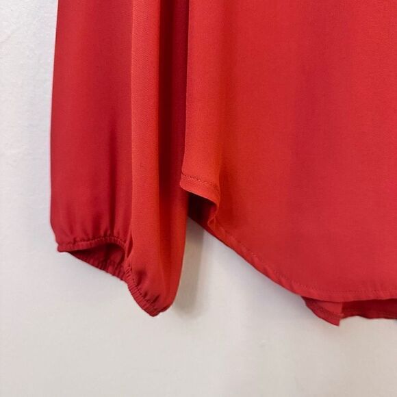 Roly Poly Womens Blouse Pullover Top Long Sleeve Pleated V-Neck Burnt Orange Med - Picture 4 of 6